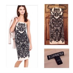 EXPRESS 💎 Ornate Lace Print Tube Dress. Size 6.