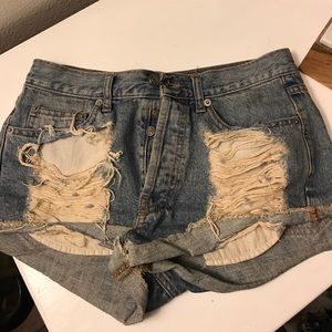 Brandy Melville light wash high wasted shorts