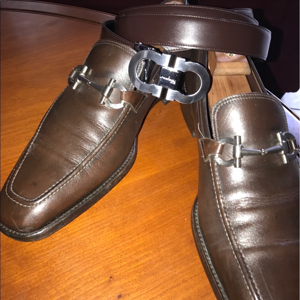 Ferragamo Men shoes & belt Brown size 12