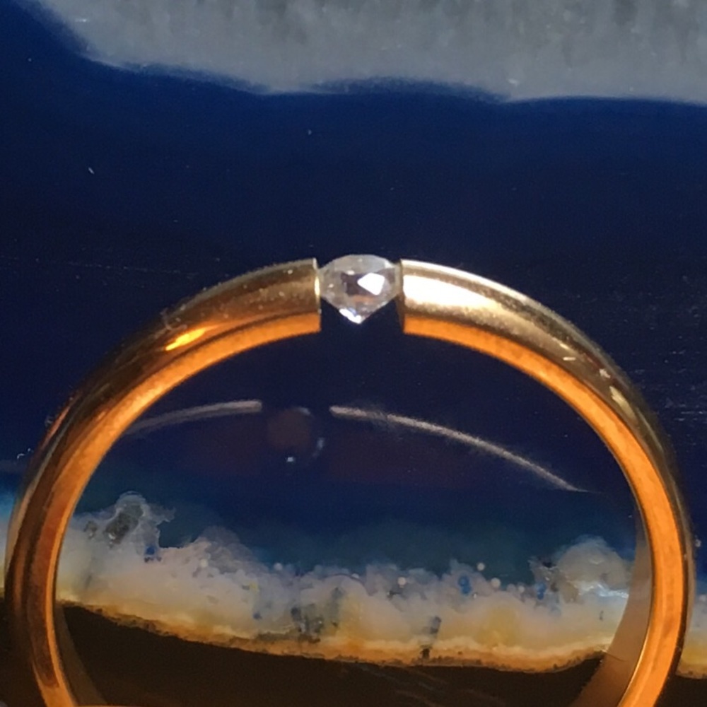 Rose gold CZ crystal tension ring - Size 6