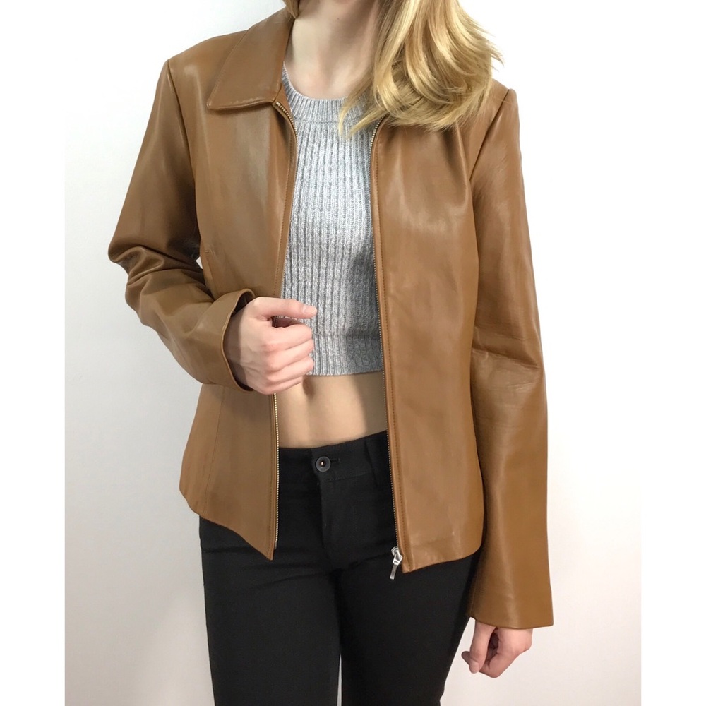 Ann Taylor Camel Colored Leather Jacket
