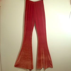 orange/copper velvet flares