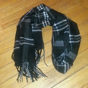 Black and white plaid scarf.