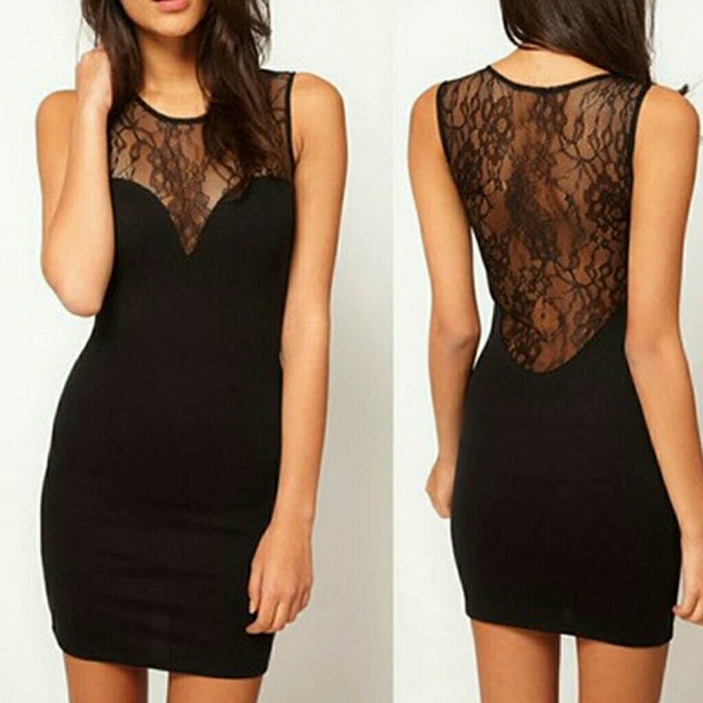 💋Sexy Black Lace ✨Sheer 🌙Sleepwear Mini Dress