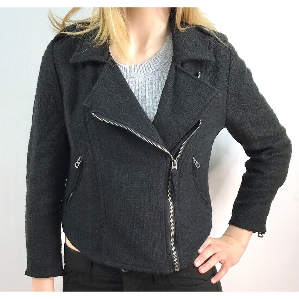 Lucky Brand Cropped Black Moto Jacket
