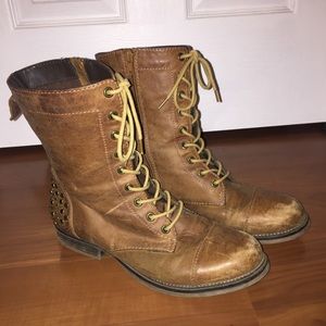 Steve Madden Brown Jeweled Combat Boots