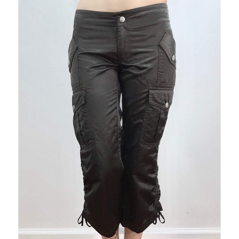 Brown Adjustable Length Capri Cargo Pants