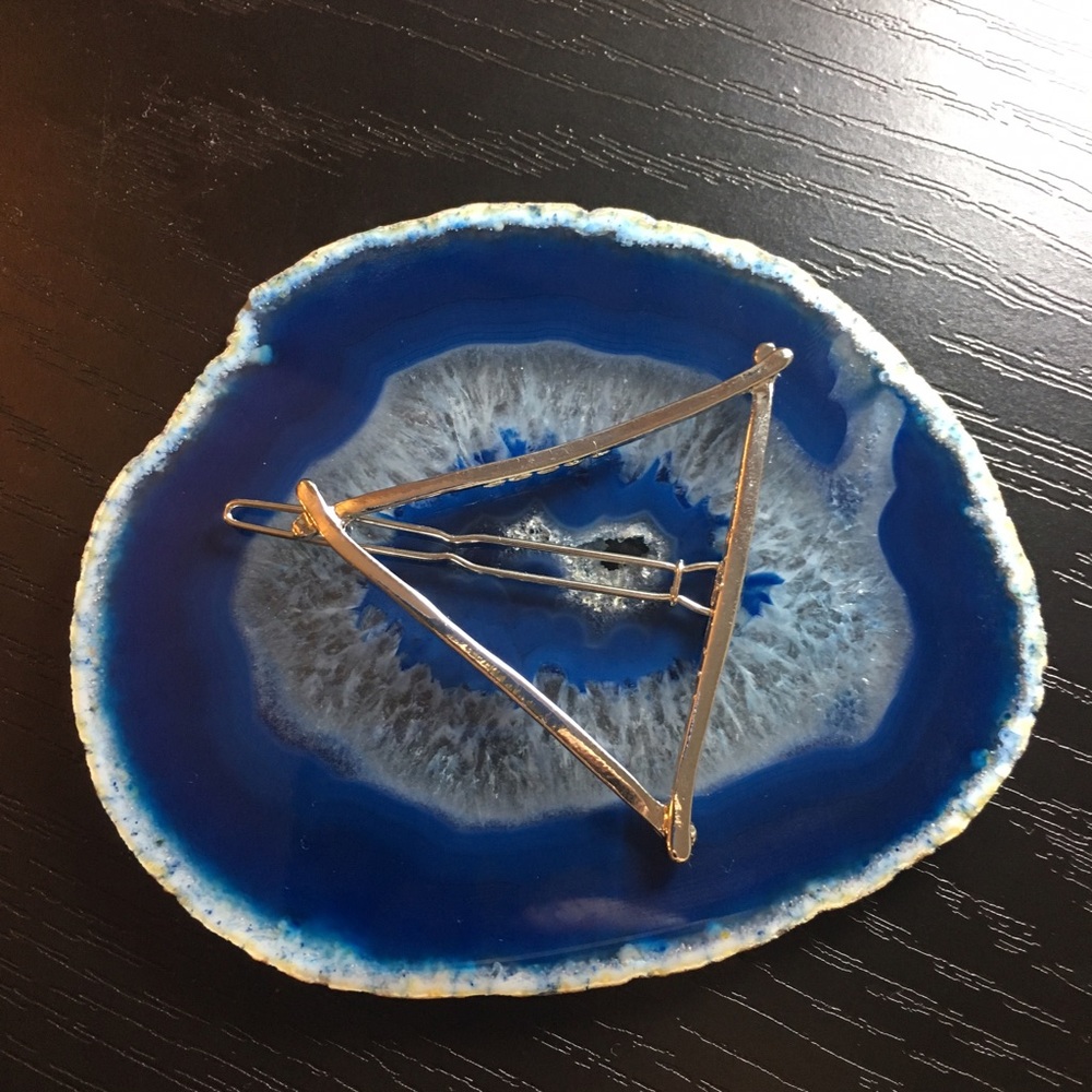 Geometric silver triangle hair clip