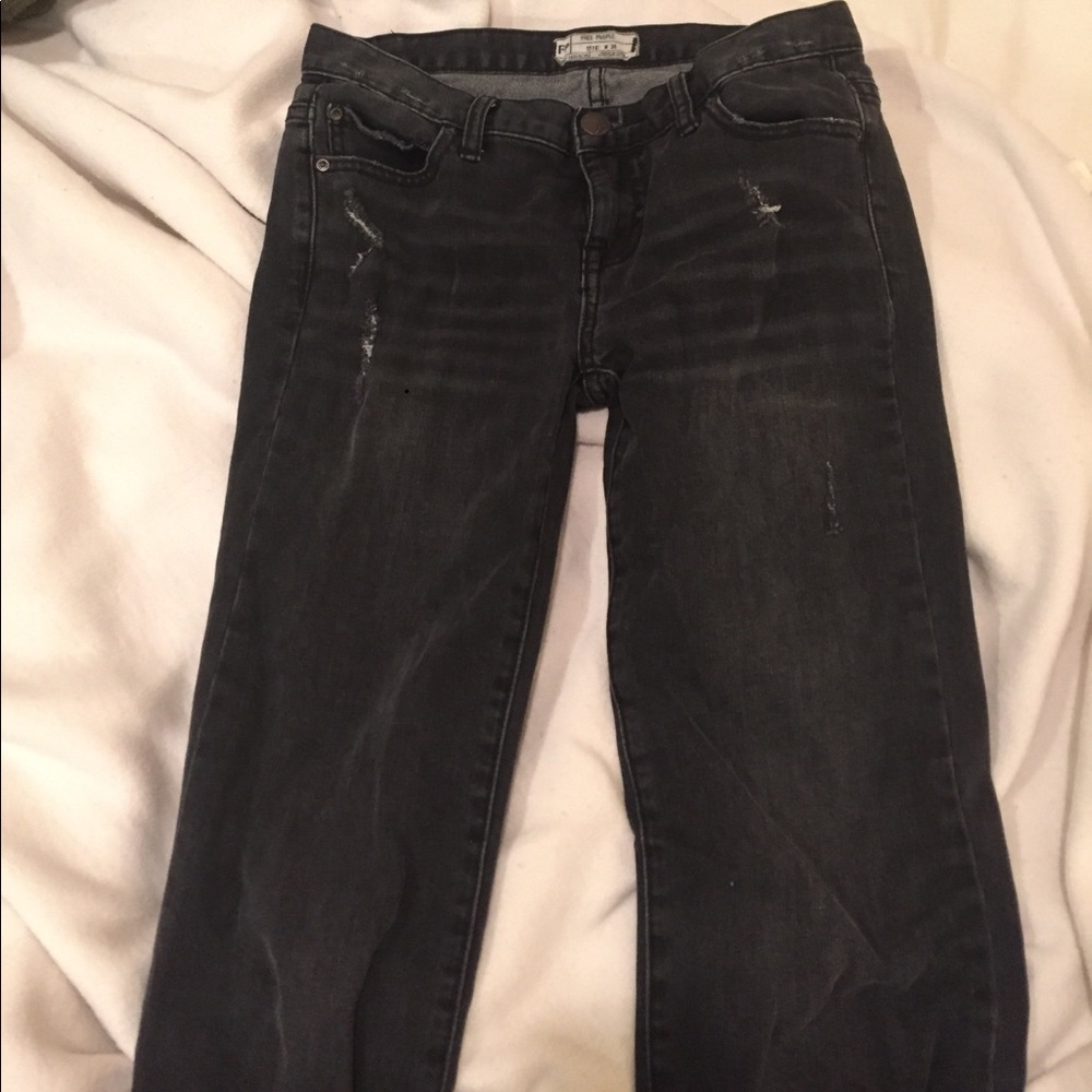 Free people black straight leg jeans