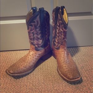 Tony Lama Square-toe Ostrich boots
