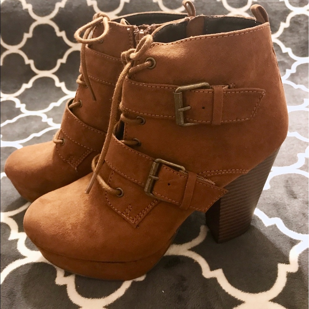 Tan Buckle Booties