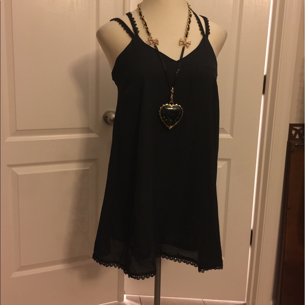 NastyGal by VeryJ Blk Lace strap Slip Dress LG1416