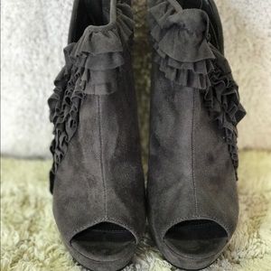 Charcoal peeptoe booties
