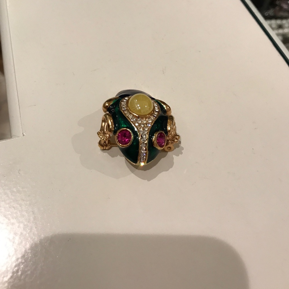 Sweet little frog with gen stones pin