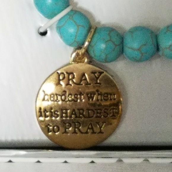 Jewelry - Genuine Turquoise *nwt* Stretchy Pray Bracelet