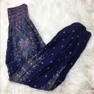 Blue Thai Yoga Pants/ Hippie Style Pants