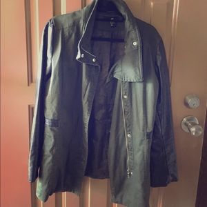 H&M Army Green and Leather Utility Jacket