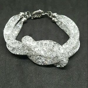 Silver Plated Mesh Bracelet With Stardust Crystals