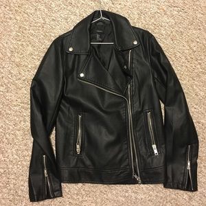 Faux leather moto jacket