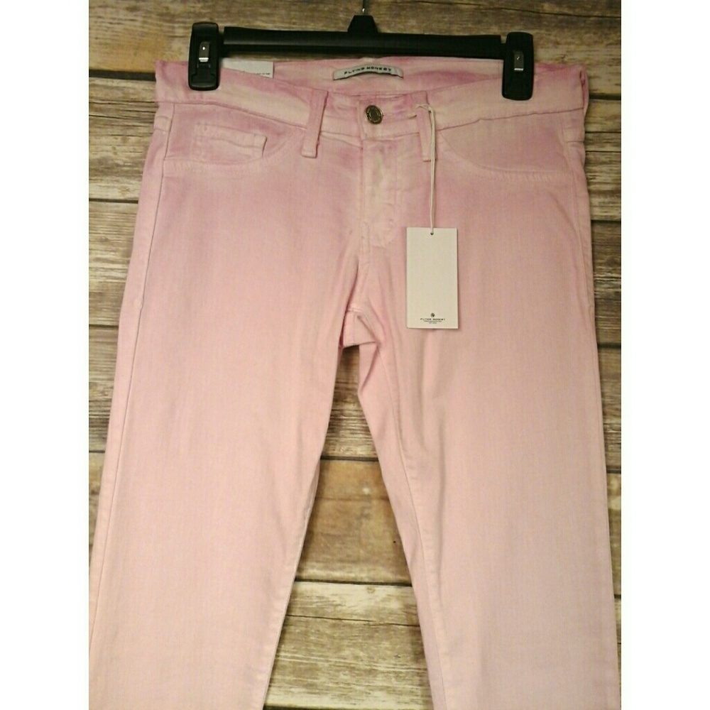 Pink Dip-Dye Skinny Jeans Jeggings - Picture 8 of 8