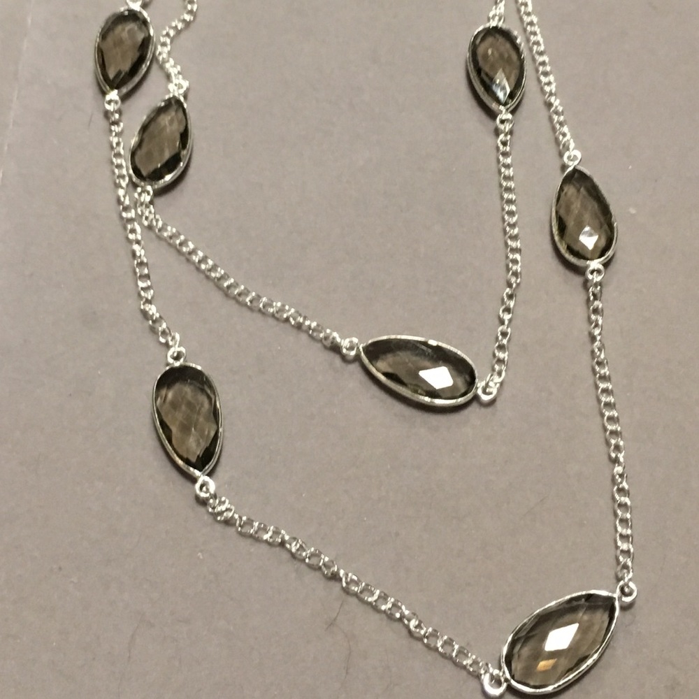 Sophisticated smoky topaz 925SS 18" necklace