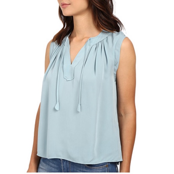 ✨HP!✨ NWT Rebecca Taylor Blue Silk Tie Front Top - Picture 3 of 5