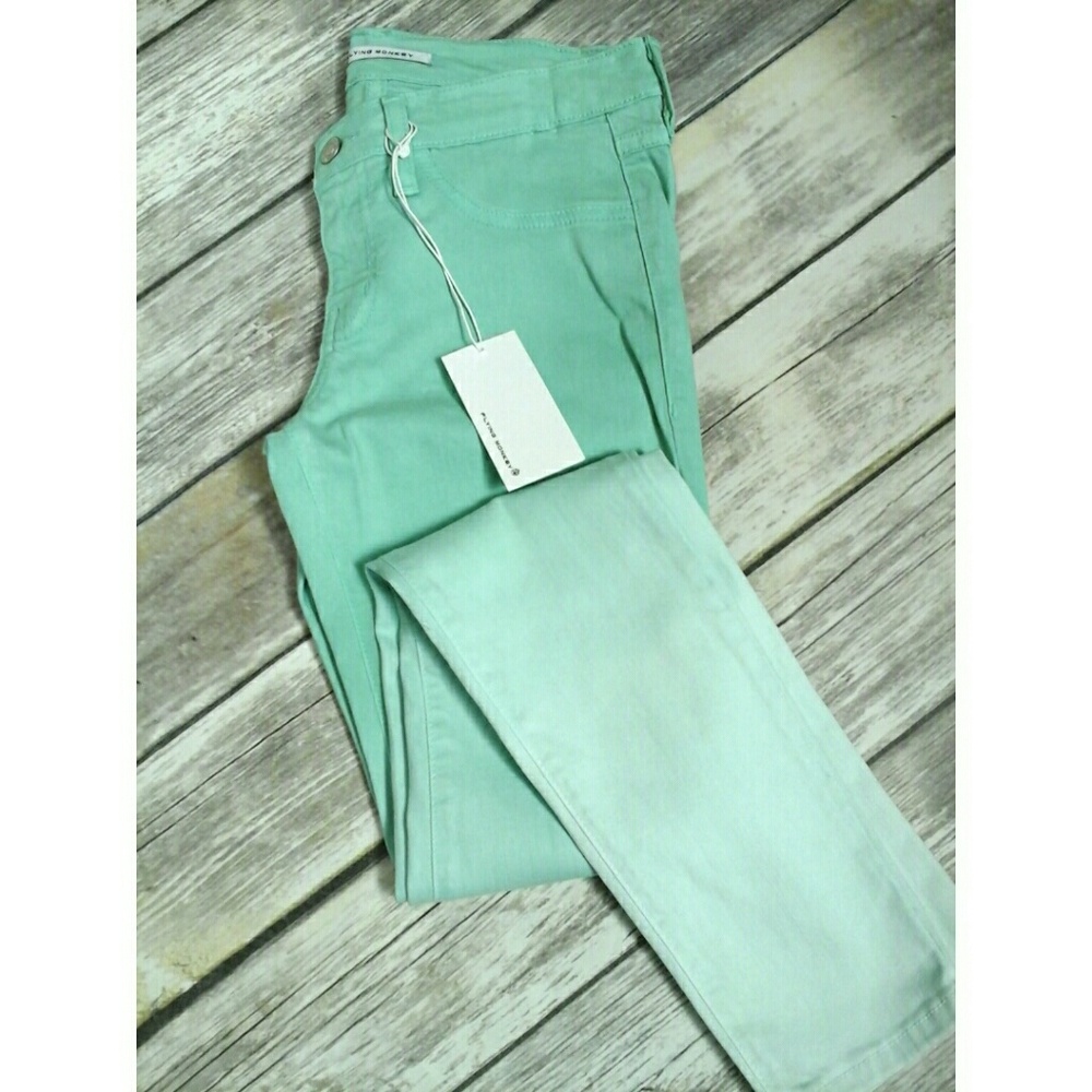 2 pairs Pink & Mint Dip-Dye Skinny Jeans Jeggings - Picture 5 of 8