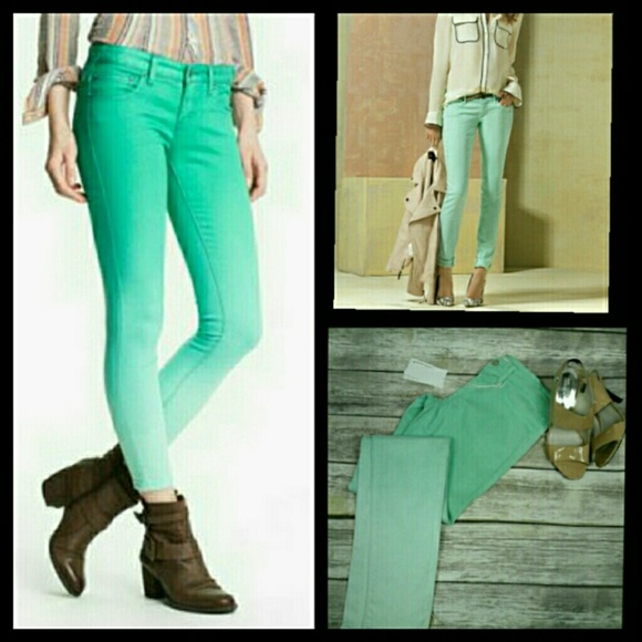 2 pairs Pink & Mint Dip-Dye Skinny Jeans Jeggings - Picture 8 of 8