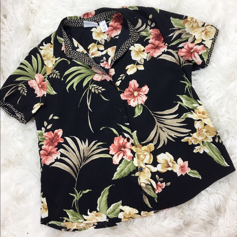 Black Hawaiian Style Shirt