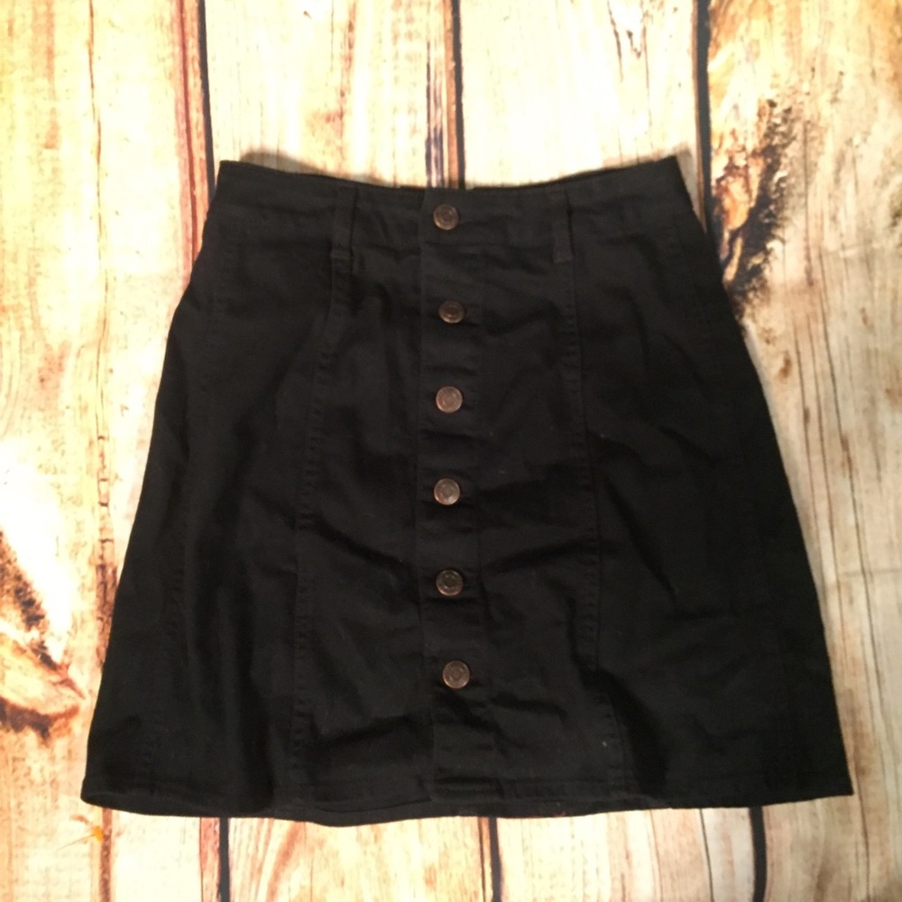 Mossimo Black Button Up Midi Skirt