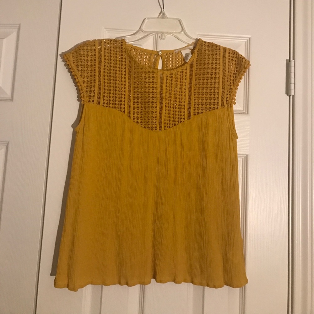 H&M Mustard Lace-Top Blouse