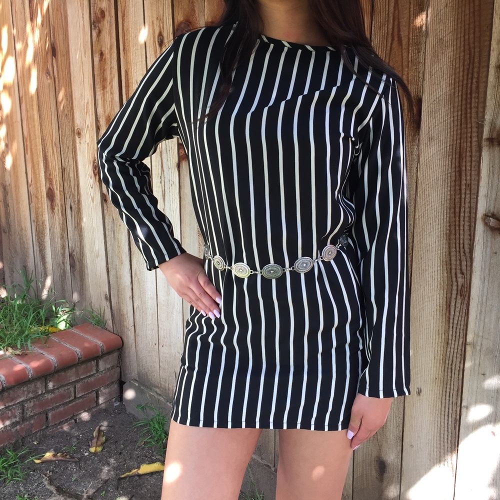 Black & white striped dress