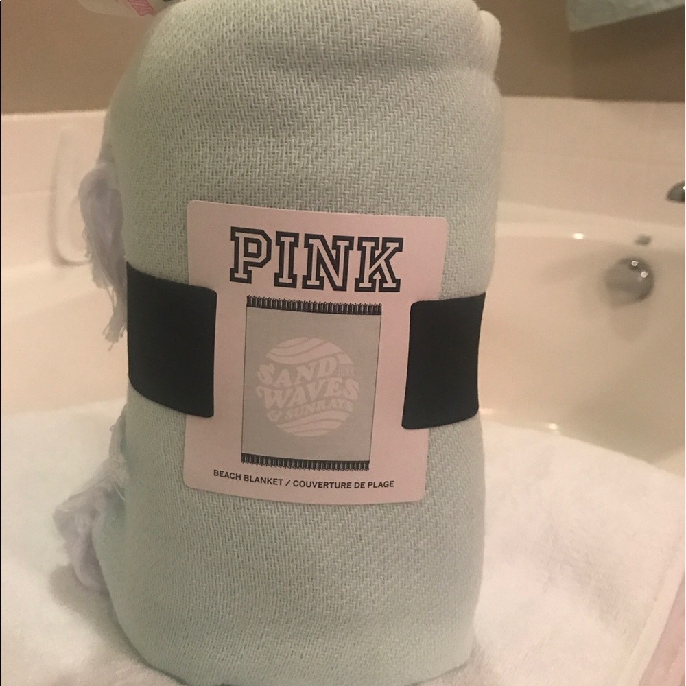 Mint Victoria's Secret Beach towel with tassels