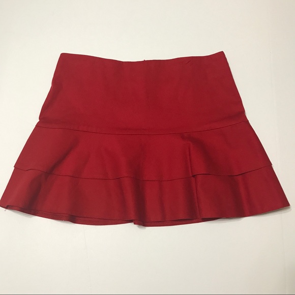 Red Flounce Mini Skirt [SK-7] - Picture 2 of 3