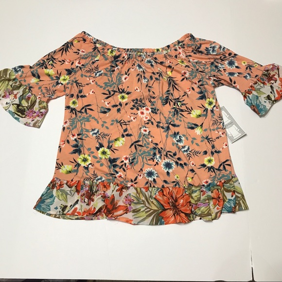🎈SALE ANTHROPOLOGIE Fig & Flower Floral Top TO-17 - Picture 2 of 5