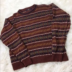 Vintage Rust Colored Nordic Star Printed Sweater