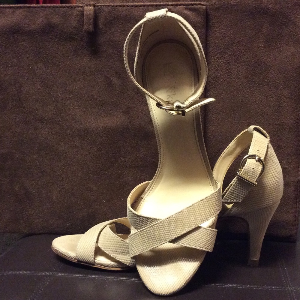 Adorable tan faux leather sandals