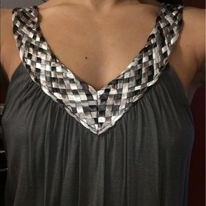 Grey dress with pretty braided design!