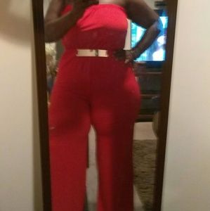 Plus Red Jumpsuit