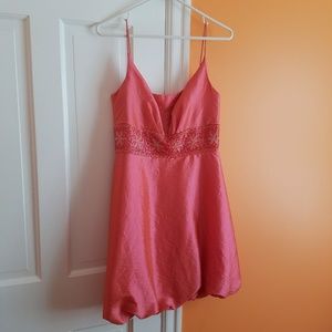 Salmon cocktail dress with bubble hem