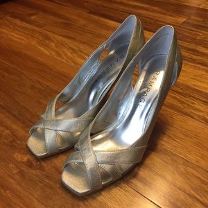 Rampage Silver Peep Toe Heels