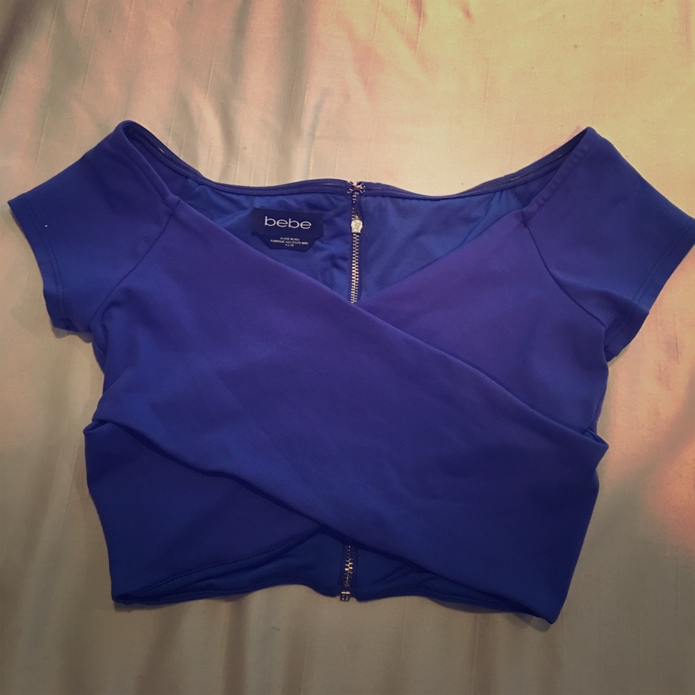 Royal Blue Criss-Cross Crop Top - Picture 3 of 3