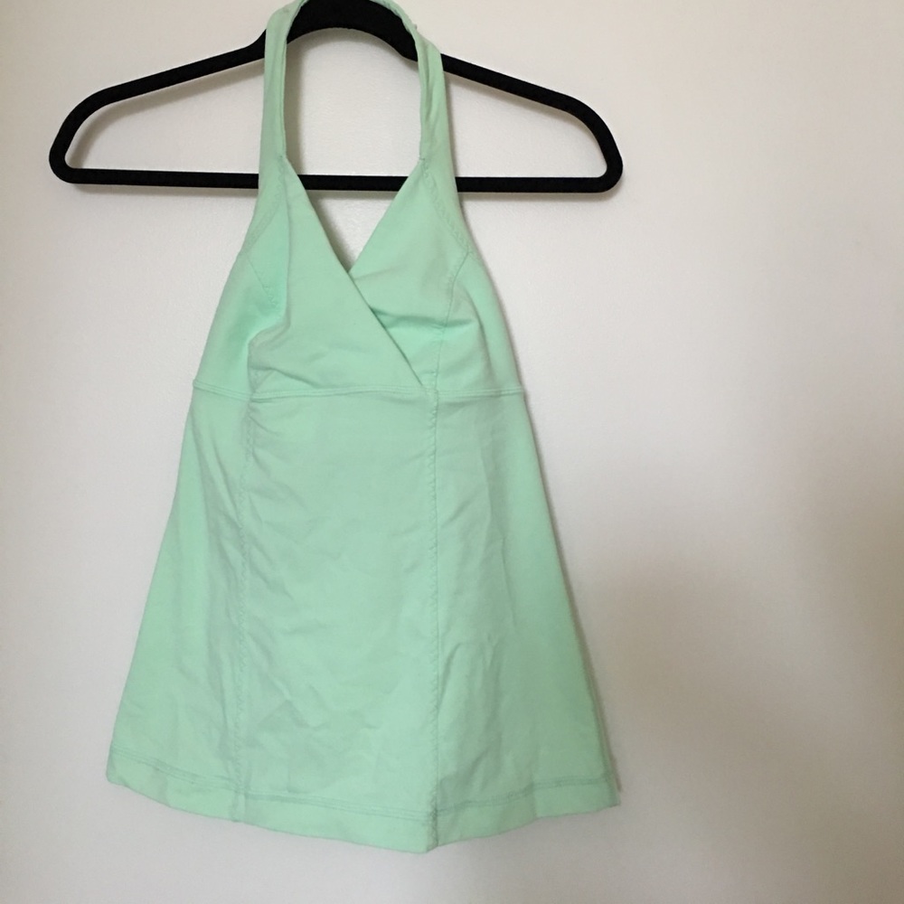 Lululemon Green Cross Front Halter Neck Sports Top