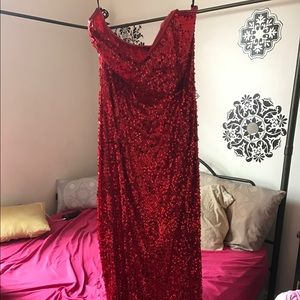 Red sequin pull on gown