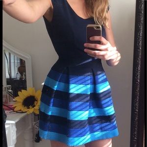 Teeze me blue striped tea cup dress small