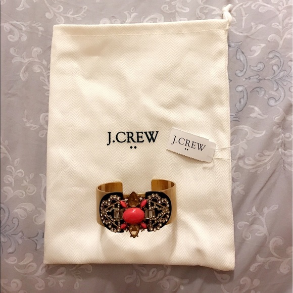 Gold J.Crew Cuff Bracelet with Crystals - Picture 1 of 3