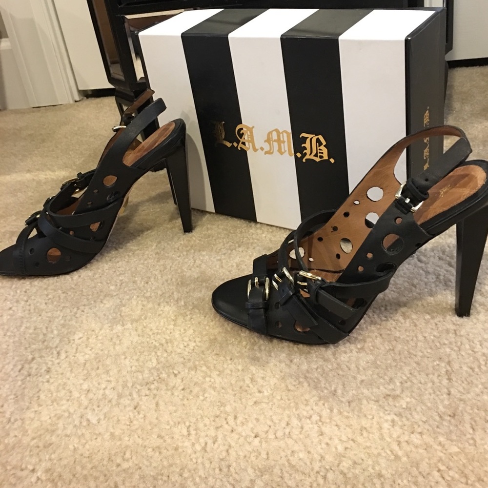 🔥LAMB by Gwen Stefani black buckle heel sandal