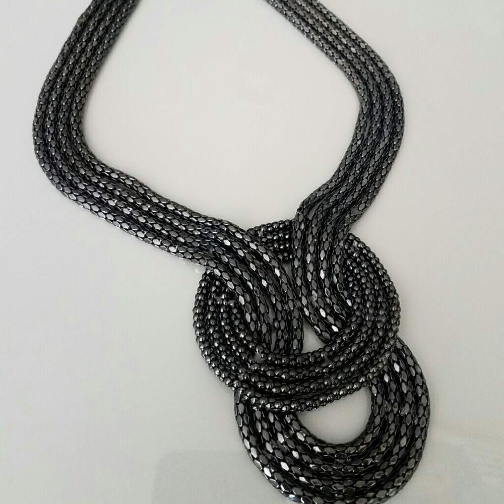 EXPRESS Gunmetal Multi-strand Knotted Necklace