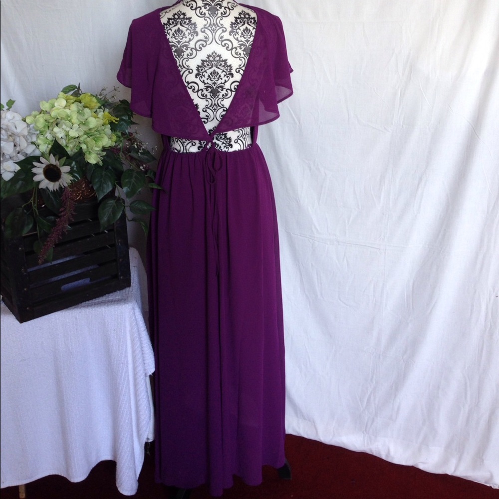 ⭐️SOLD⭐️Plum Chiffon Maxi Dress - Picture 3 of 4