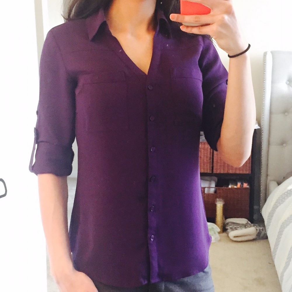 Purple button down shirt